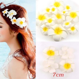 Yesallwas Plumeria Artificial Flowers, 2.8 inches (7 cm), Set of 50, White Sponge, Handmade Flowers, DIY Handmade, Wedding, Party, Decoration, Photo Props