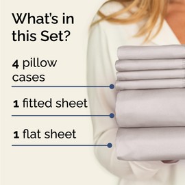 CGK Linens Queen 6 Piece Sheet Set - Cooling Sheets for Hot Sleepers - Hotel Luxury Bedding Set w/ 8-16 Inch Deep Pockets - 1 Flat & 1 Fitted & 4 Pillowcases - Soft, Comfy & Wrinkle Free - Light Grey