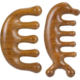 2 Pack Wooden Wide Tooth Massage Comb,Sandalwood Massage Comb,Anti-Static Scraping Comb,Scalp Stimulator Hair Growth,For Men and Women