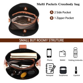 GAEKEAO Cross Body Bag Purses for Women, Crossbody Bucket Bag-PU Leather Trendy Bucket Bag with Adjustable Shoulder Strap(Brown)