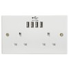2-Gang UK Mains Socket with Four USB Ports
