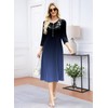 Soesdemo Womens Blue Flowers Black Dresses 3/4 Sleeve V Neck