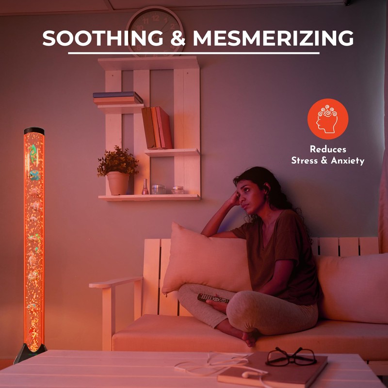 Brewish 4FT Sensory LED Water Bubble Tube Lamp,with 16 Color