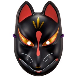 Clearstone (クリアストーン) Japanese-Style Folk Art Mask, Black Fox, Unisex, Black