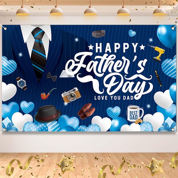 Qpout Large Father's Day Backdrop 70.8x43.3 Inch,Premium Suit & Tie