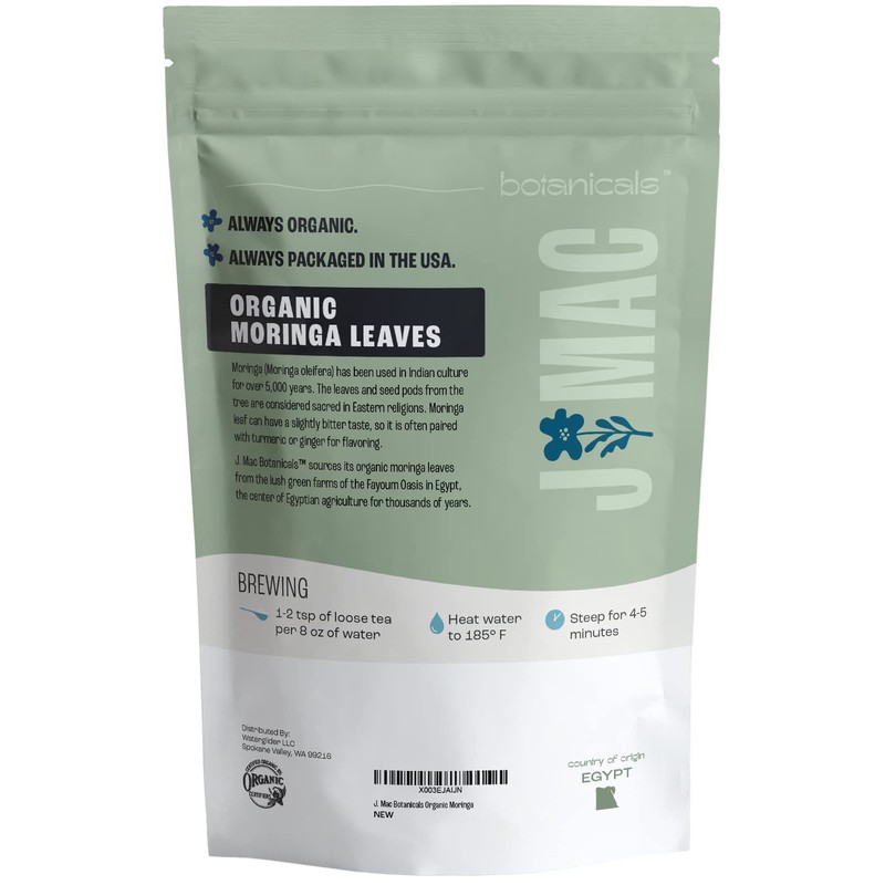 J MAC BOTANICALS Organic Moringa Leaves, malunggay leaf, Whole Green