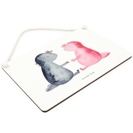Mr. & Mrs. Panda A4 wooden sign, decorative sign Axolotl love, colour: white.
