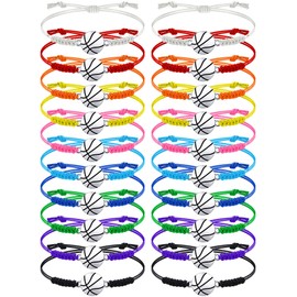Jadive 20 Pieces Basketball Charm Bracelets Adjustable Basketball Braided Bracelets Cord Player Gifts Rope Bracelet Ideal Souvenir for Women Men Sport Team Players(Mix Color)