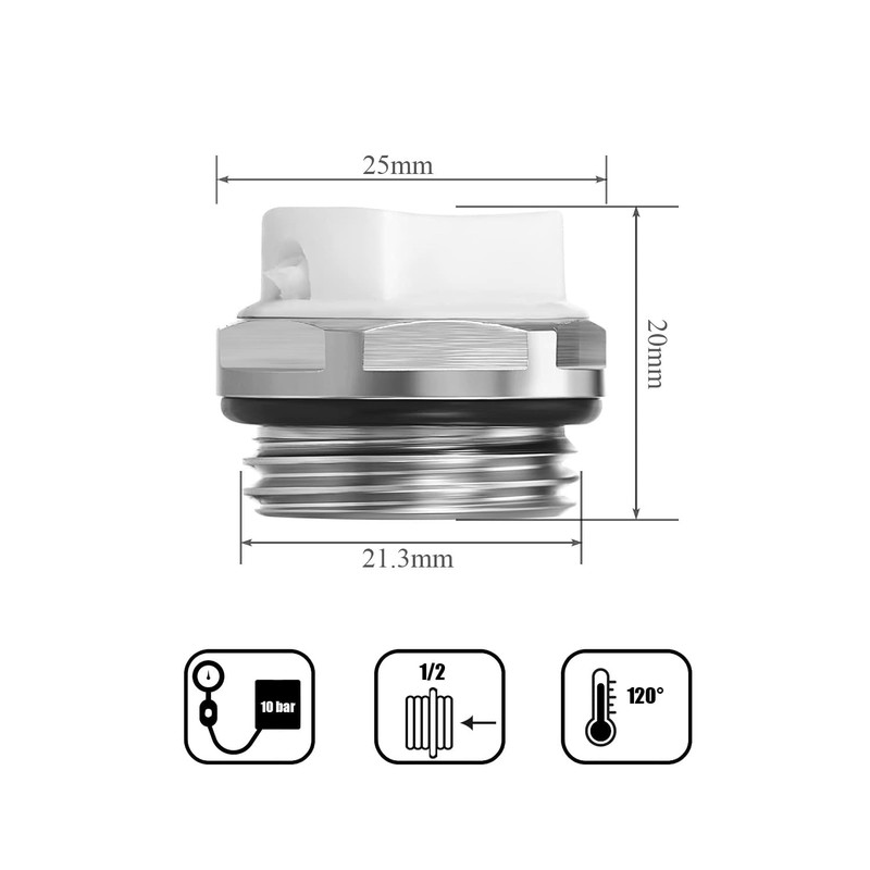 NOVANETUS Radiator Vent Valve 1/2 Inch Nickel-Plated Brass with Rotating