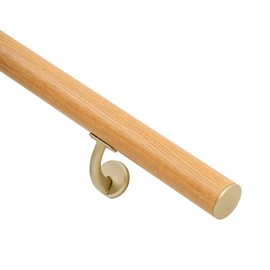 3 FT Modern Aluminum Handrail Set, handrails for Indoor Stairs,Deck,Slope, Wall Mounted Staircase handrails, Zink Alloy Brackets Included,Rust Free. (Cherry Wood Grain, 3 FT)