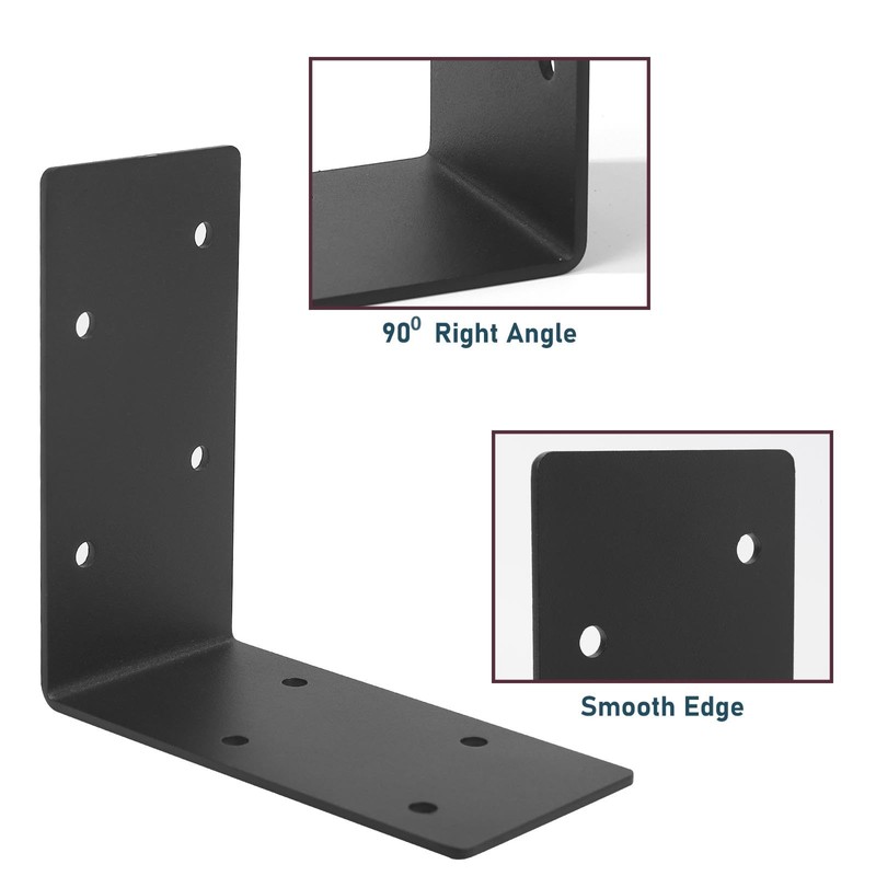 XZWMY 4 PCS Heavy Duty Steel Corner Brackets, 6"x6"x3"L Right