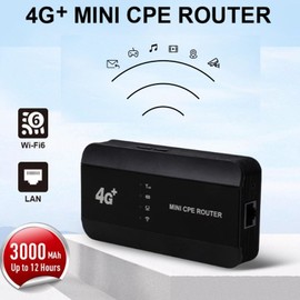 Mini CPE Router, 4G LTE WiFi 6 300Mbps High Speed Gigabit Ethernet Router with RJ45 Port and Sim Card Slot Type C Charging Portable Travel Router Support 10 Users for Indoor