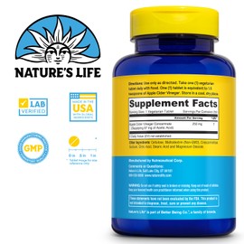 Nature's Life Apple Cider Vinegar 250mg | with 87 mg Acetic Acid (250 VegCaps)