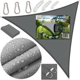 Kanwod Triangular Awning Waterproof 3 x 3 x 3 m, UV Protection, 180 g/m² Fabric, Includes Mounting Ropes, Rope Tension Awning for Balcony, Patio, Patio and Garden (Grey, 3 x 3 x 3 m)