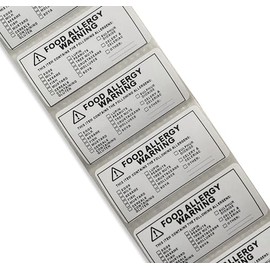 100 x Allergen Warning Labels - Tick Box Food Allergy Stickers for Milk, Nuts, Fish & More, Food Packaging Safety Compliance. Takeaway, Food Preparation (25mm x 50mm)