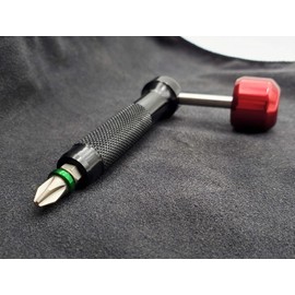 711L Lollipop Bit Driver (Aluminum, Black, Red) - Pocket Screwdriver with Retractable Lever for Torque Enhancement