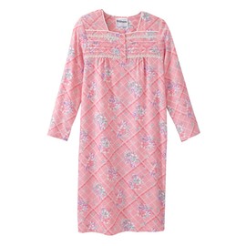 Silverts Hospital Gowns for Women Open Back, Night Gowns for Elderly Women, Adaptive Clothing for Seniors, Hospice Care Supplies, Hospital Robe, Old Lady Dress - Plaid Posies MED