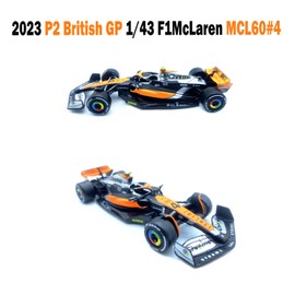 HTLNUZD Bburago 1:43 2023 F1McLaren MCL60#4 British GP Lando Norris Alloy Racing Car 1/43 Formula One Model Car Die Cast Adult Collection Vehicles Gift (Color box version)