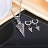INFINIONLY Men's Stainless Steel Arrows Necklace Earrings Jewellery Sets Fashion