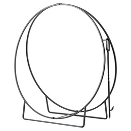 Country Living Lone Pine 37 Inch Circular Metal Indoor Firewood Log Holder with Log Poker Tool - Securely Holds 30+ Cut Logs