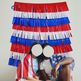 4th of July Decorations,Red White and Blue Fringe Banner Kit – 9PCS Patriotic Tissue Paper Streamer, Independence Day, Photo Booth Prop Streamer Backdrop for America Patriotic Party,Memorial Day