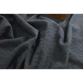 BELIZZI HOME 100% Cotton Bed Blanket, Breathable Thermal Blanket Full - Queen Size, Soft Chevron 90''x90'', Perfect for Layering Any All Season, Charcoal Grey