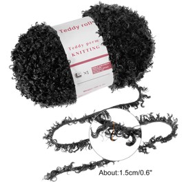 sourcing map 2 Skeins Fur Yarn Soft Fluffy Chunky Yarn Fuzzy Eyelash Yarn Black for Crocheting Knit Clothes Bag - 55Yard/50m, 3.12ozx2