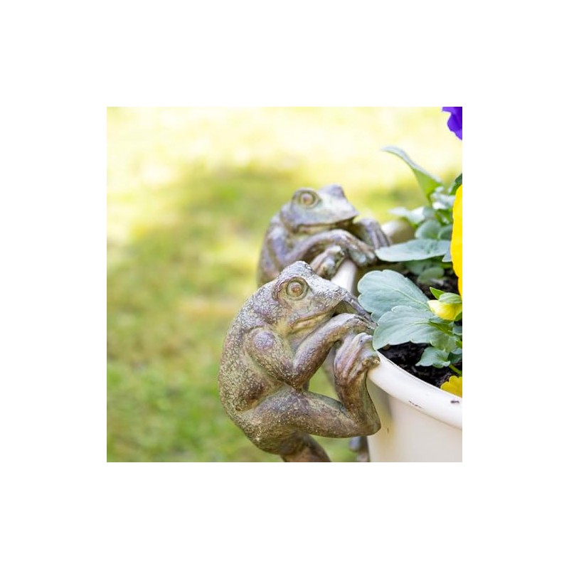 Darthome Set Of 2 Frog Pot Hangers 7x14x6cm Resin Green