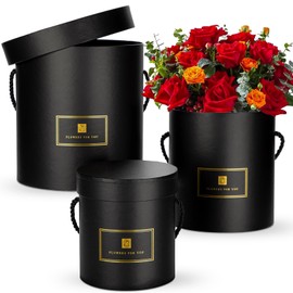 Hollyone Black Gift Box with Lids Set of 3 Round Nesting Gift Boxes for Presents 3 Assorted Sizes Flowers Arrangements Boxes for Gift Giving Holiday Valentine Thanksgiving Mom Gifts Present Wrapping