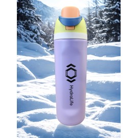 HydraLife Insulated Stainless Steel Water Bottle with Straw, BPA-Free Sports Water Bottle, Great for Travel, 24 Oz (Iced Lilac)