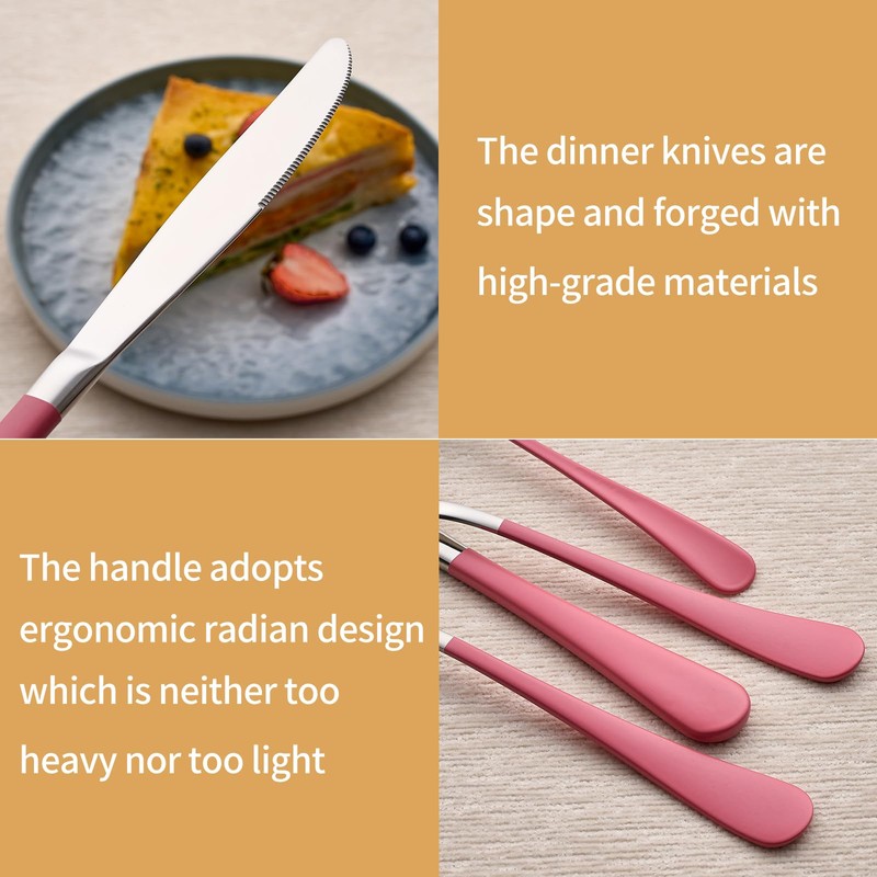 LKTDYMEG 20-Piece Pink Silverware Set 18/0 Stainless Steel Silverware Set