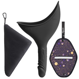 Rquite Female Urinal Pee Cloth Set, Portable Urinal for Women, Reusable Pee Funnel & Rag, Silicone Female Urination Device with Discreet Storage Bag, She Pee Cup for Women Stand to Pee, Funny Gag Gift