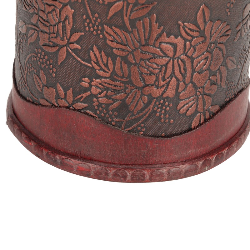 Antique Finish Wooden Wine Bottle Box Grape Pattern Artificial Leather