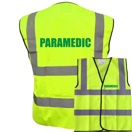 Paramedic Yellow Hi Vis Viz Safety Vest Waistcoat, Reflective High Visibility EN471 BS,
