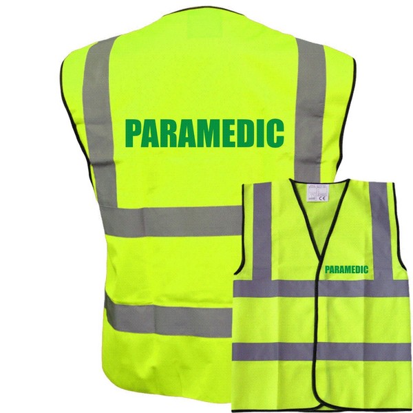 Paramedic Yellow Hi Vis Viz Safety Vest Waistcoat, Reflective High
