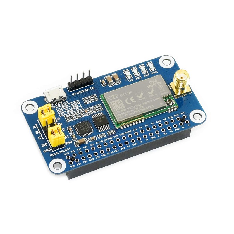 Waveshare SX1262/SX1268 LoRa HAT For Raspberry Pi, UART Interface, Comes