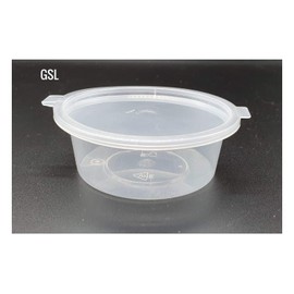 100 x 60ml Hinged Lid Food Grade Plastic Round Containers Pot Deli Tub - (3WL).