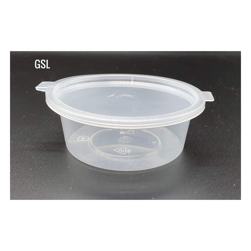 100 x 60ml Hinged Lid Food Grade Plastic Round Containers