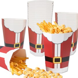 APLUSWER 24 Pack Christmas Popcorn Boxes 46 Oz Santa Popcorn Buckets Containers for Christmas Movie Night Supplies, Popcorn Cups Popcorn Bowl Christmas Popcorn Bags for Party Favor（Santa）