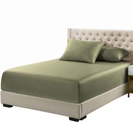 Royal Hotel Bedding Viscose from Bamboo, Fitted Sheet, Hypoallergenic Cool Breathable Silky Soft Fabric Fitted-Sheet, 100% Viscose Made from Bamboo Fitted, Olympic-Queen, Sage