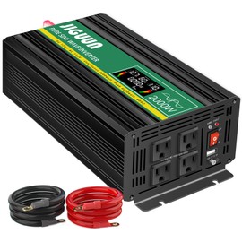 JIGUUN Power Inverter 2000 Watt, DC 12V to AC 120V Pure Sine Wave Inverter with LCD Display, 4 AC Outlets&USB Output, Power Converter with Remote Control for RV Emergency Camping. (PRO2000W-12)