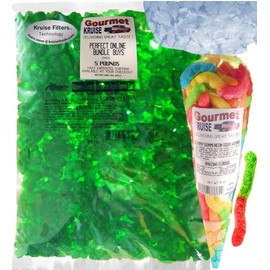 Green Gummi Gummy Bears Apple Albanese - Bulk Candy 5lb Bag With Worms Sour Neon Gourmet Kruise Signature Gift Bag 10 OZ (NET WT 5 LBS.10OZ) 2 Item Bundle