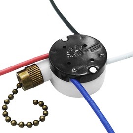 Ceiling Fan Switch Zing Ear ZE-208s E89885 3 Speed 4 Wire Pull Chain Switch with 4 Pre-Installed Wires Replacement Part for Hunter, Hampton Bay, Harbor Breeze Fans (Bronze Chain)