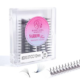 ROSE GIRL 500 Ultra Speed Promade Fans-Natural Look Handmade Volume Eyelash-Narrow Loose Eyelash 3D-16D C CC D Curl-False Lashes Extensions-Thickness 0.03~0.1mm-8~20mm Length(8D-C-0.07 (15 mm))