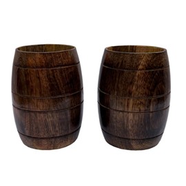 Natural Solid Wood Cup Unique and Stylish Drinking Experience Home Decor Coffee Mugs Set of 2 Handcrafted Wooden Barrel Shaped Beer Glasses