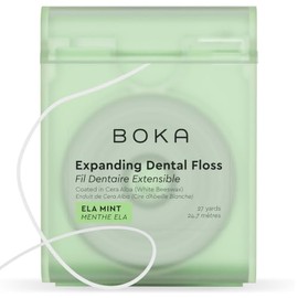 Boka Hilo de menta Ela  Hecho de cera vegetal natural, sin teflón, sin petróleo, 30 yardas de hilo dental