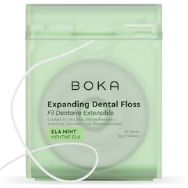 Boka Hilo de menta Ela  Hecho de cera vegetal natural, sin teflón, sin petróleo, 30 yardas de hilo dental
