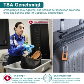 ZHEGE TSA Lock, Suitcase Lock with Flexible Cable, Cable Lock with White Numbers, Small Lock, Padlock 3 Digit for Suitcase, Backpack, Hostel, Locker, Tent (2 Pieces, Orange)