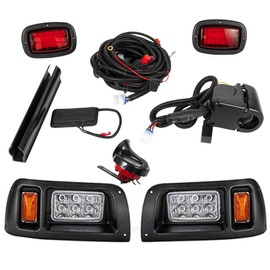 BestAccess Golf Cart Club Car DS Deluxe Light Kit with Upgrade LED Headlight, Taillight with Turn Signals, Horn, Brake Pad Compatible with Club Car DS1993&UP Golf cart Light