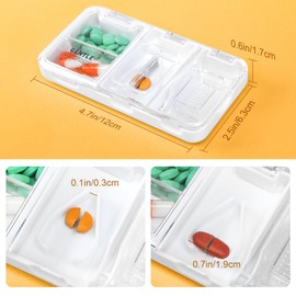 Toplive 3-in-1 Pill Cutter Splitter & Pill Crusher Grinder & Daily Pill Organizer, Portable Pocket Pill Box for Schools Offices Outings Short Trips with Powder Brush(White)